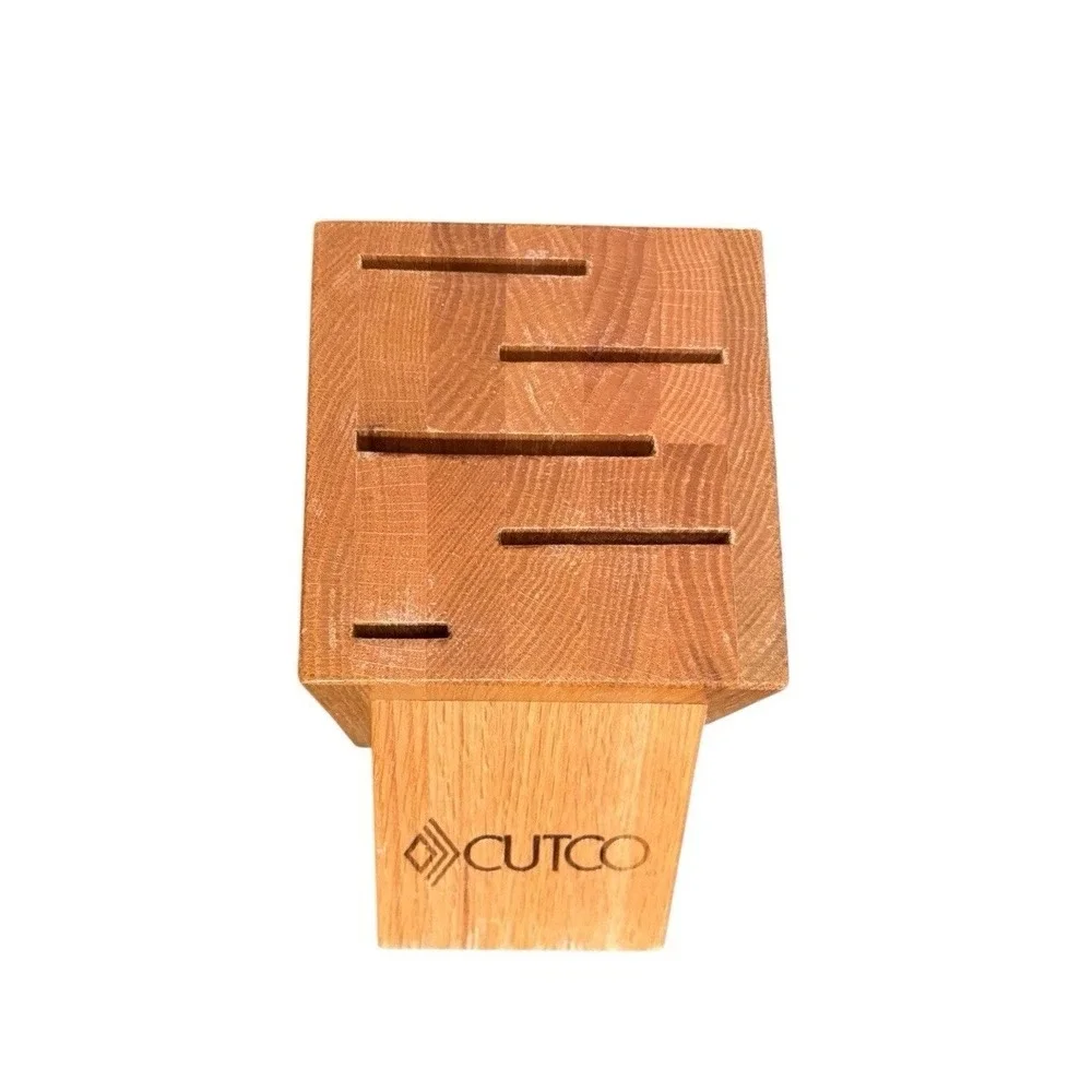 CUTCO 5 Slot Gourmet Set Knife Block #1749 Solid Oak Wood  Honey Finish Made USA